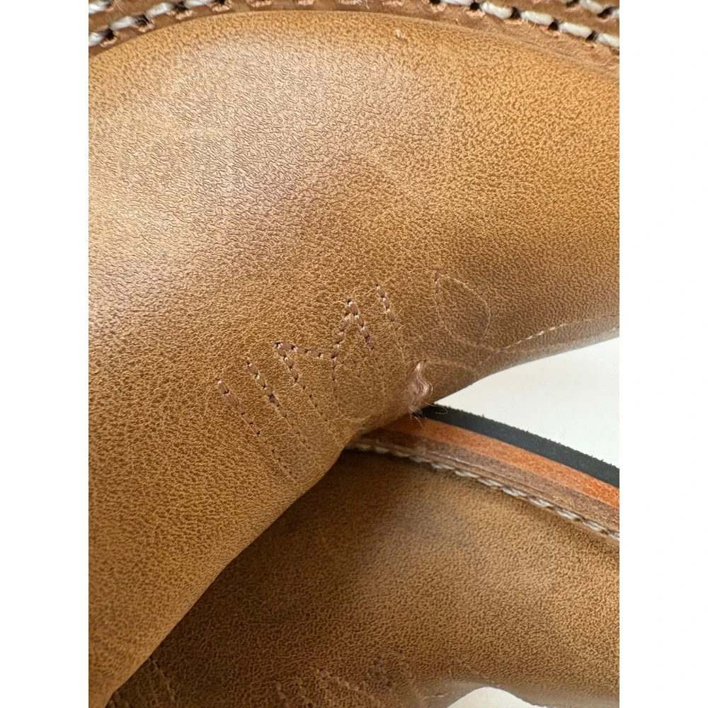 Old West Kids Brown Black Leather Square Toe Cowboy Boots BSC1814 Size 9.5 D